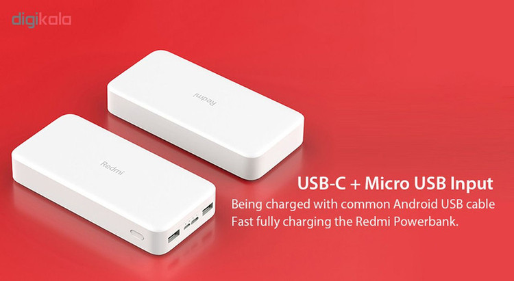 پاوربانک 18 وات شیائومی مدل Redmi ظرفیت 20000 میلیآمپرساعت
