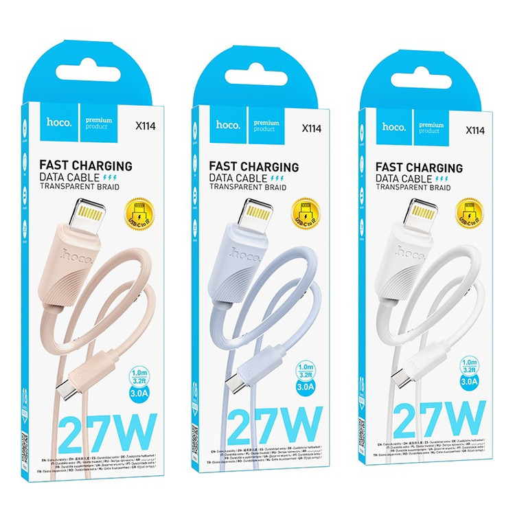 کابل شارژ هوکو x114 تایپ سی به لایتنینگ